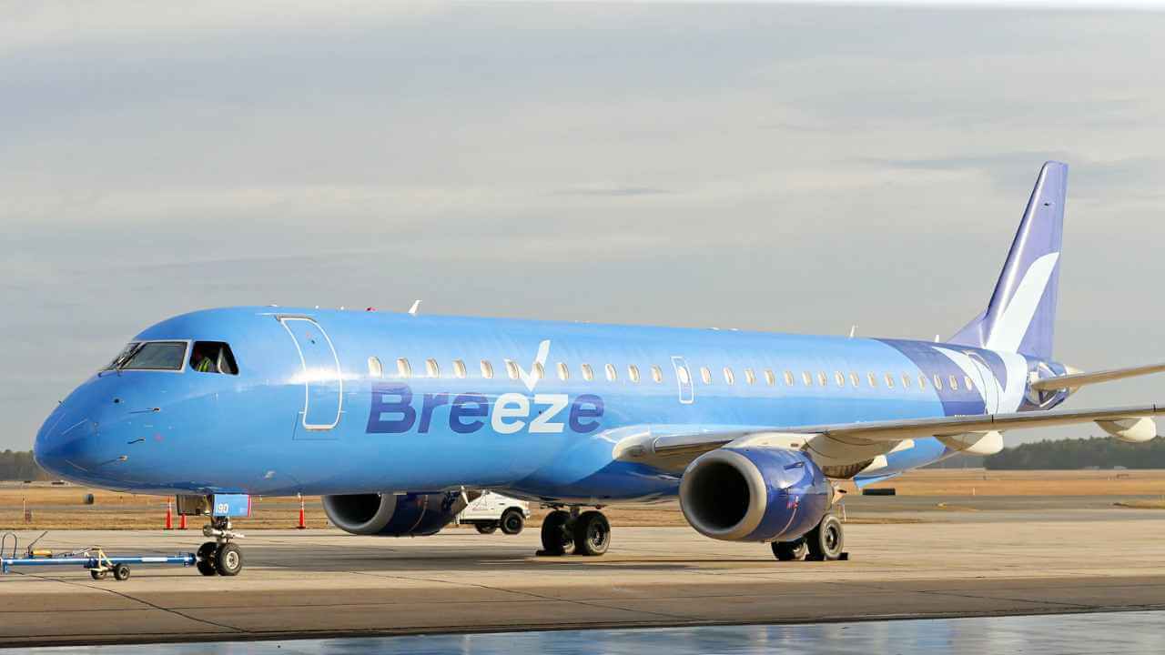breeze airplane on tarmac