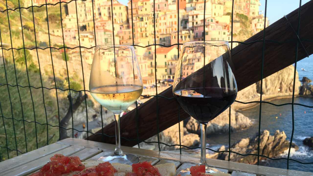 wine outside on nessum dorma terrace 