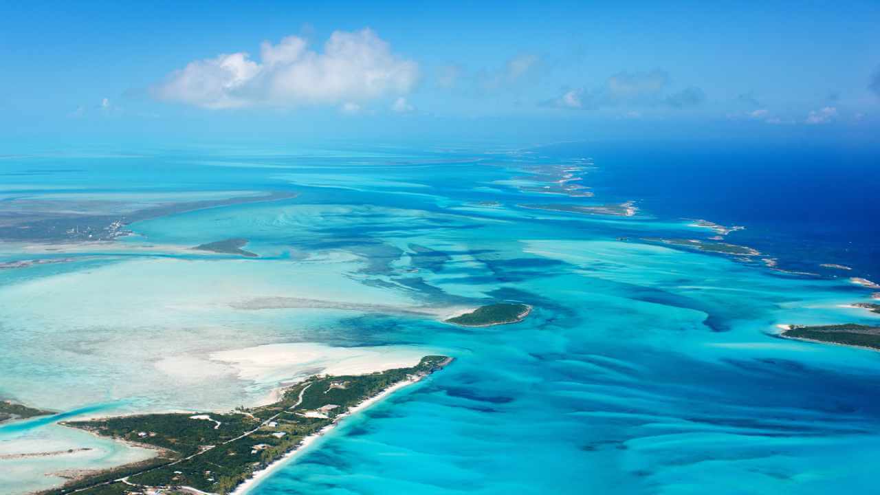 aerial view of the bahamian islands