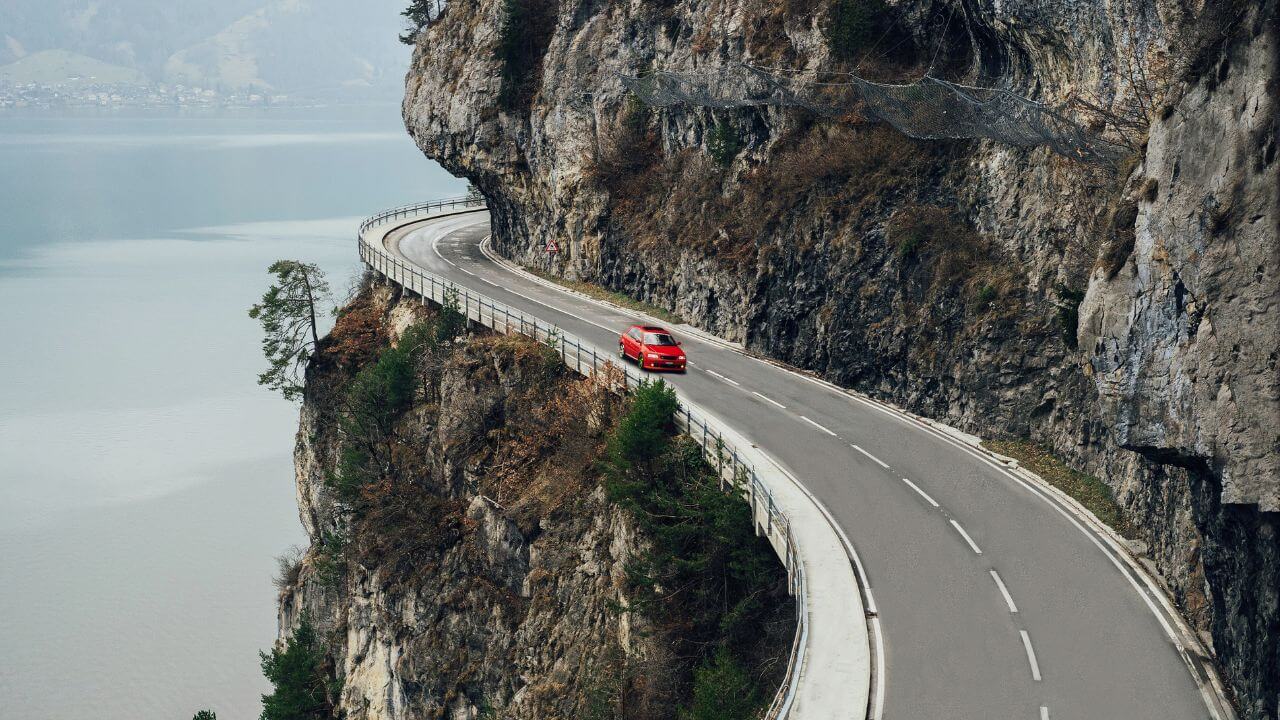 driving in the swiss alps