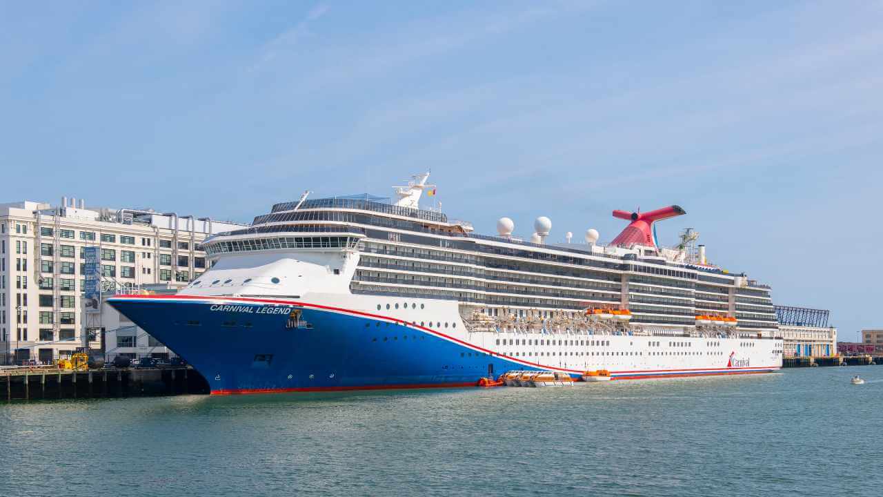 carnival legend cruise ship docked at boston cruise port