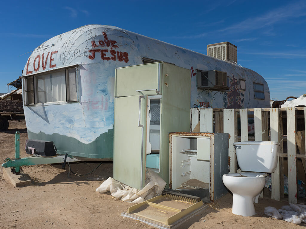 junk at salvation mountain by slab city in california

