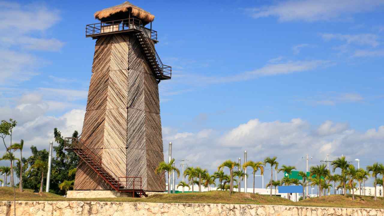 tower outside tulum airport 