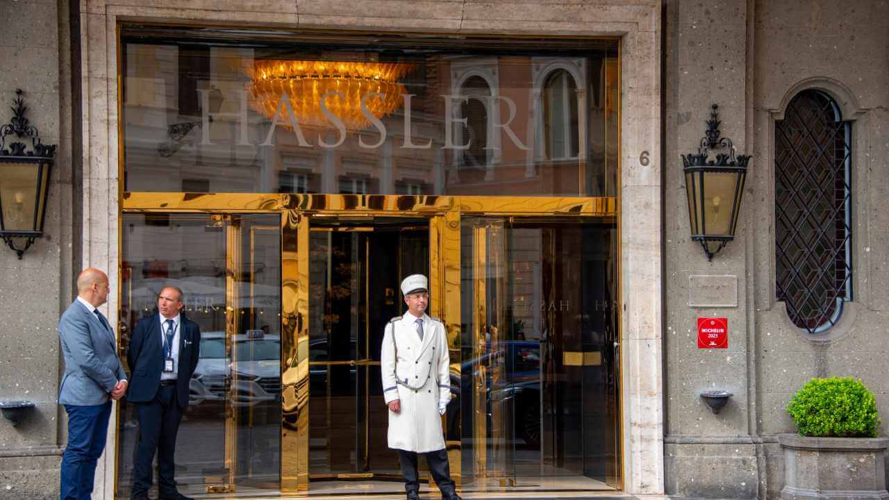 luxury hotel hassler rome, door man in rome