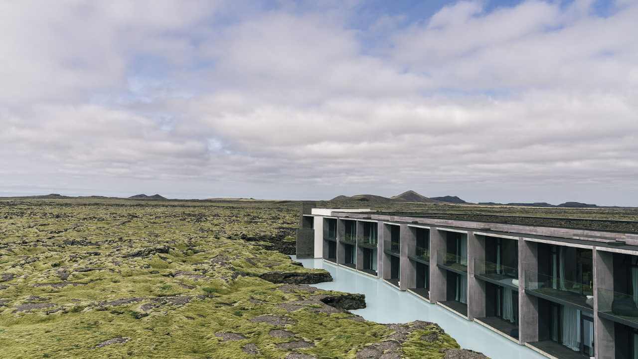 view of the retreat at the blue lagoon in iceland