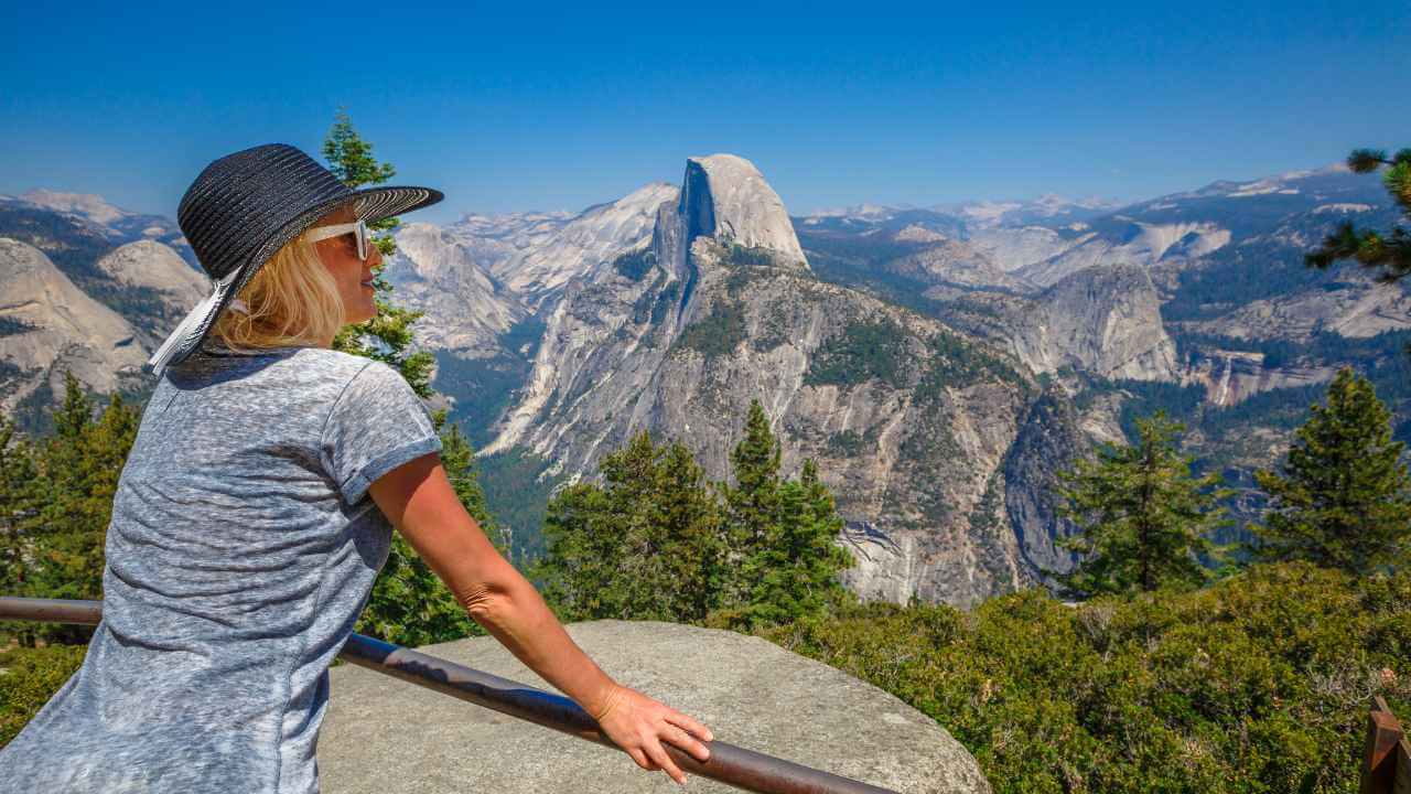 woman looking at glacier point