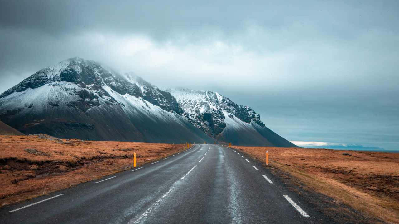 pov of driving on ring road in iceland