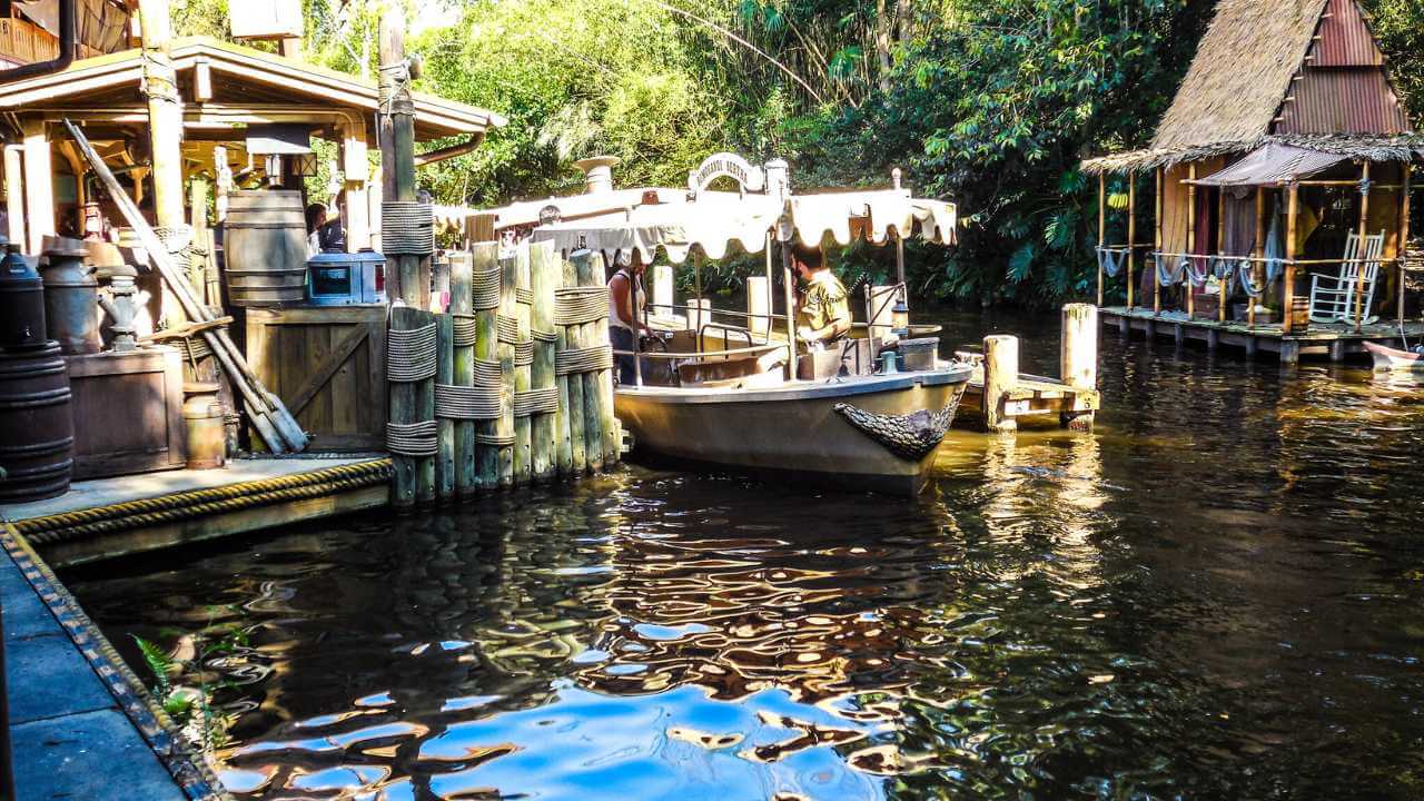 view of boat at the dock of the jungle cruise