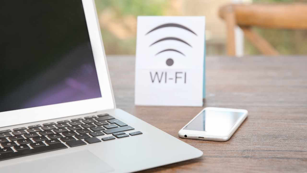 wifi sign with laptop and iphone