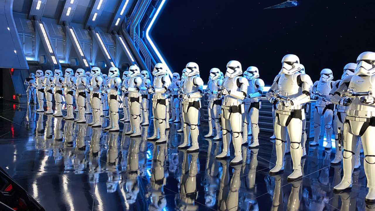 multiple storm troopers in lines