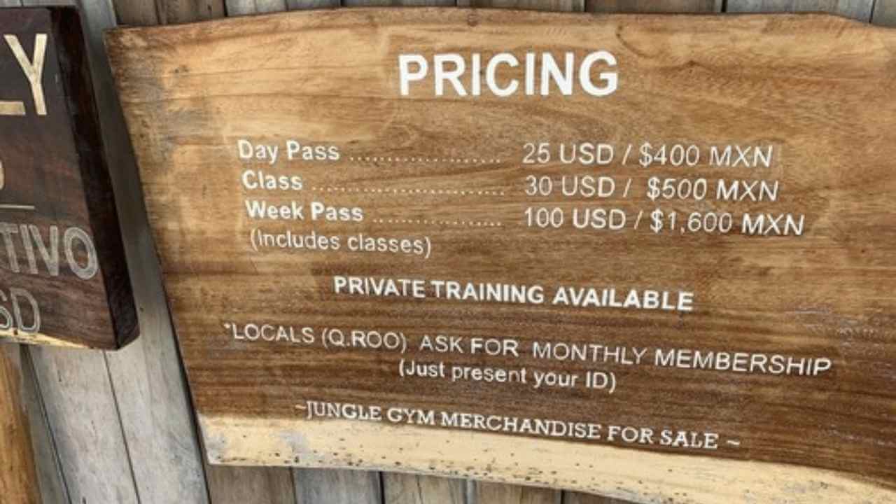 pricing of tulum jungle gym passes