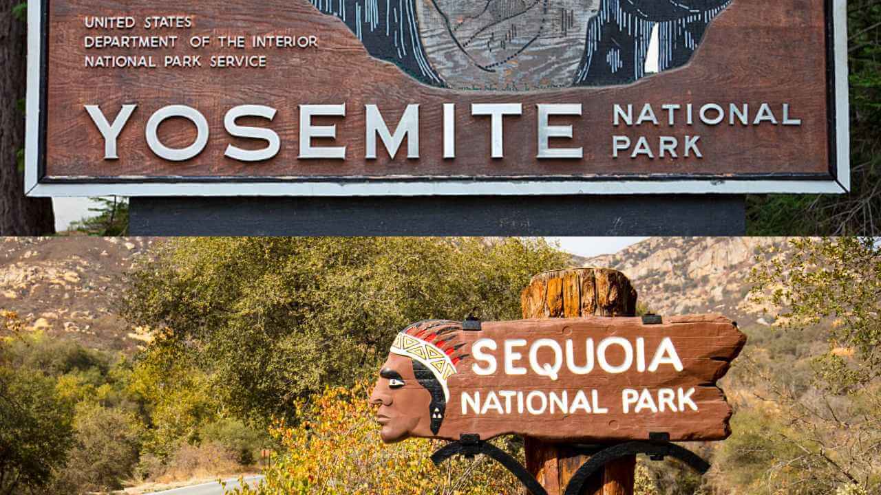 sequoia and yosemite park entrance signs
