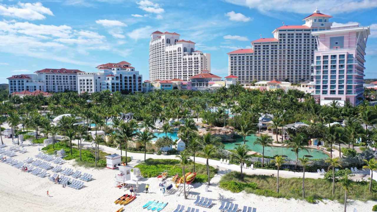 view of the bahamas resort with waterpark