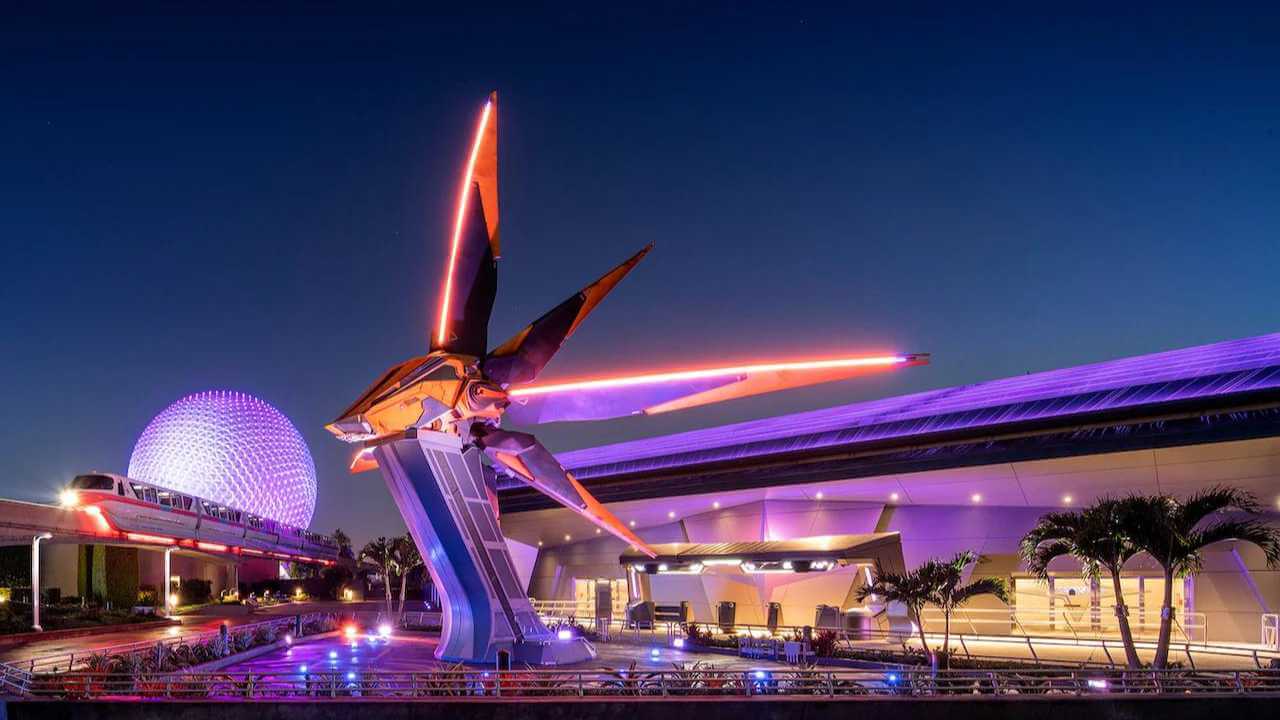 outside view of guardians of the galaxy ride entrance in epcot