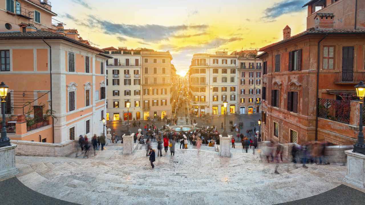 view of spanish steps at sunset