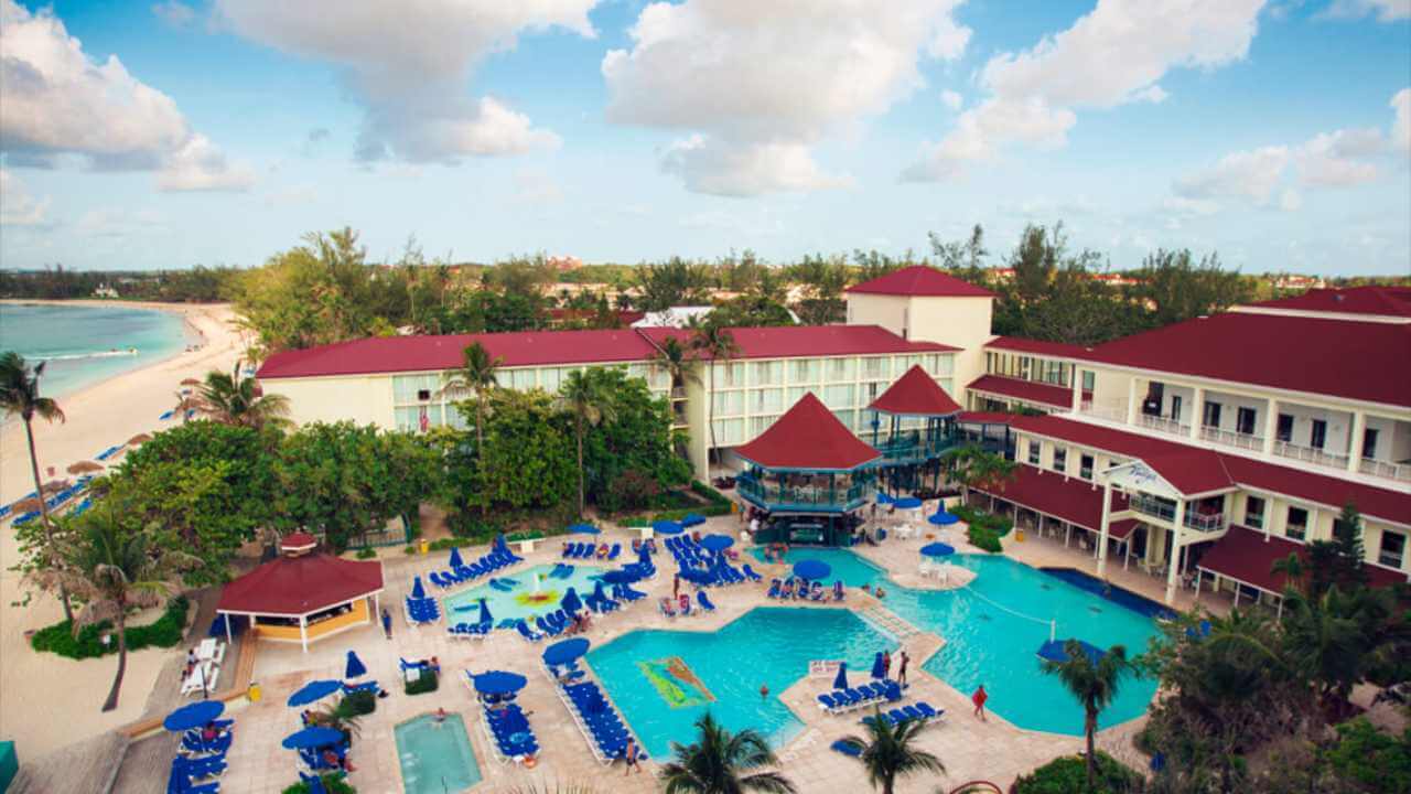  view of breezes bahamas resort and spa with two big pools located on the beach
