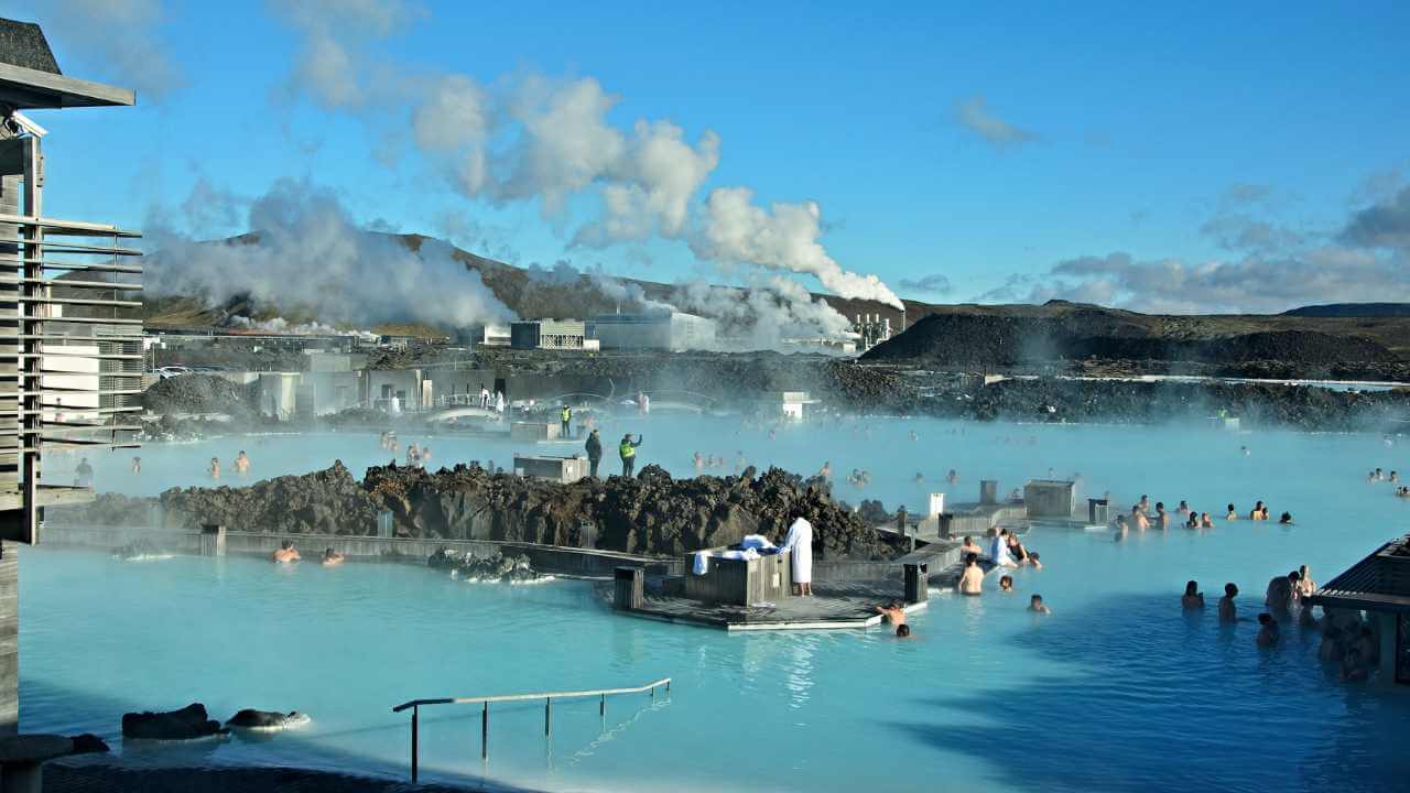 iceland-view of blue lagoon and geothermal power plant in the reykjanes peninsula