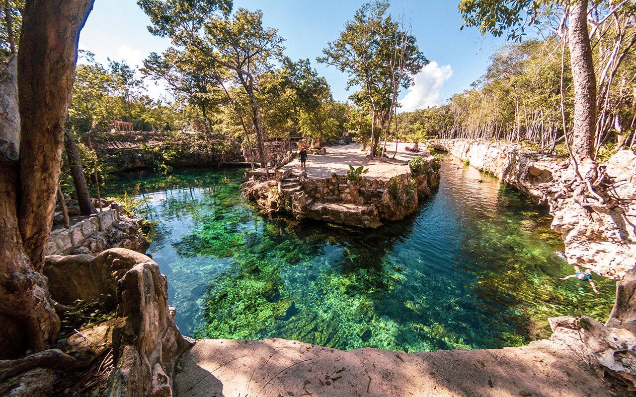 Panoramic view of Turtle house Cenotes Tulum in Yucatan, Mexico