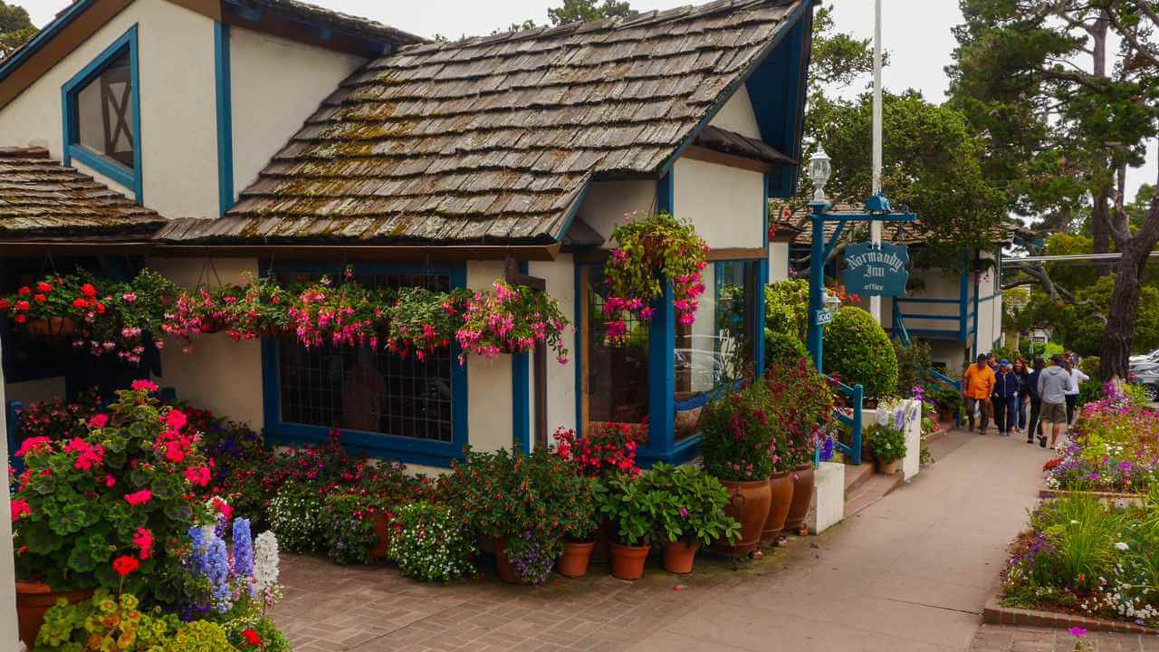little house with flowers around it