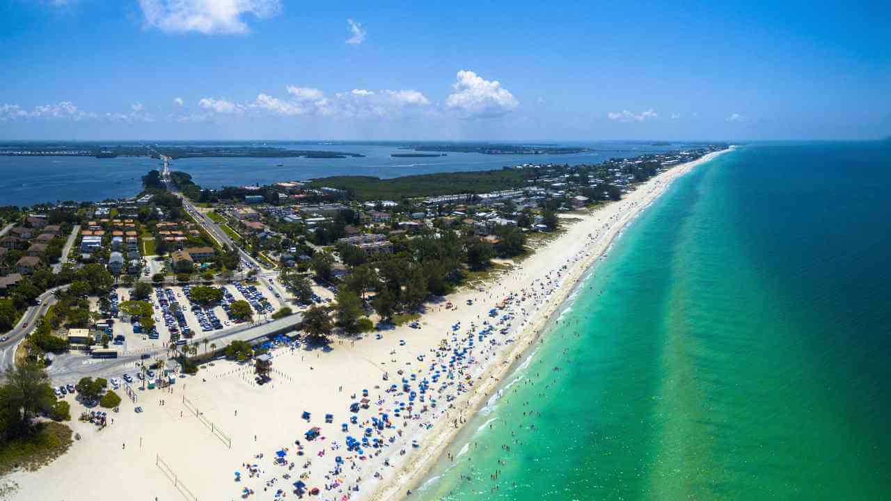 an aerial view of a beach in florida