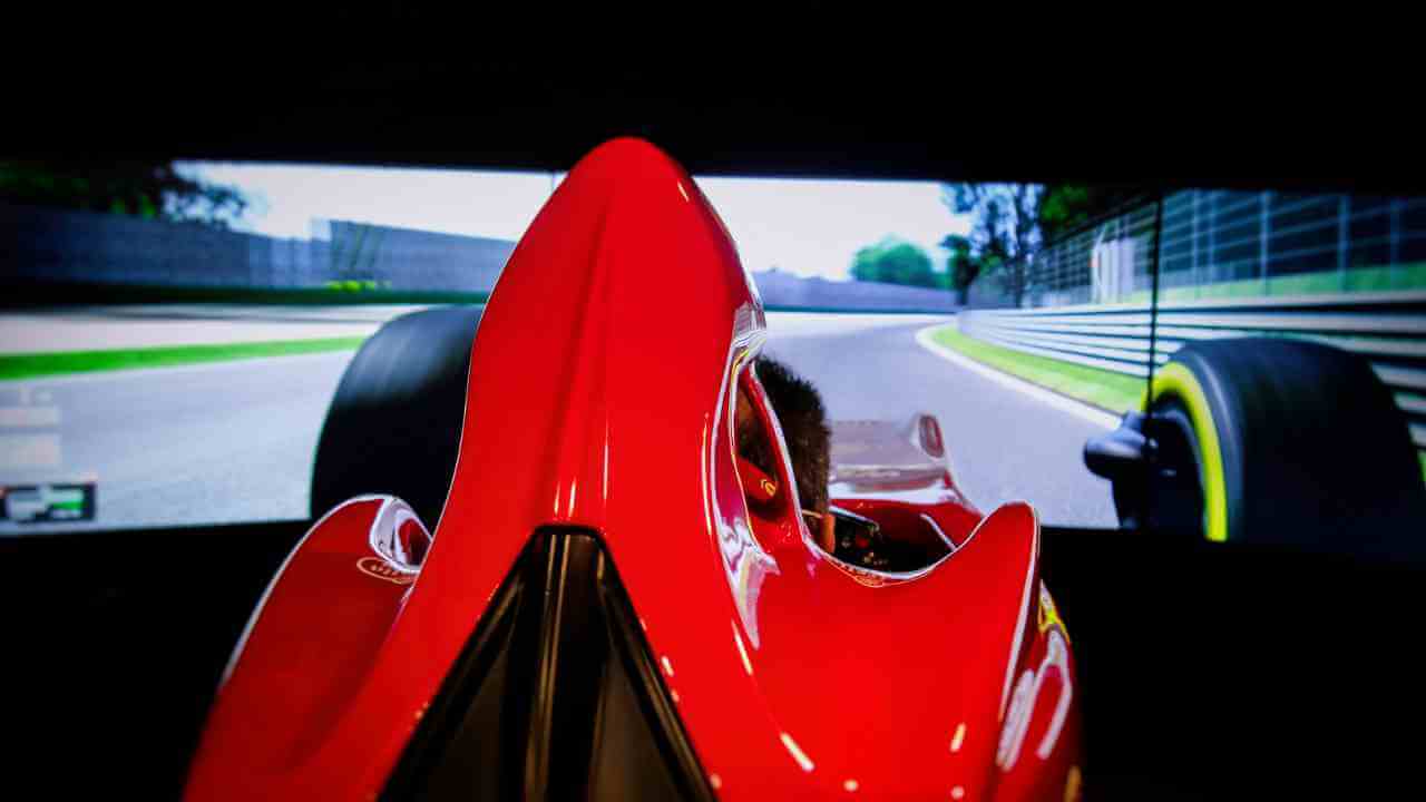 an image of a red racing car on a screen