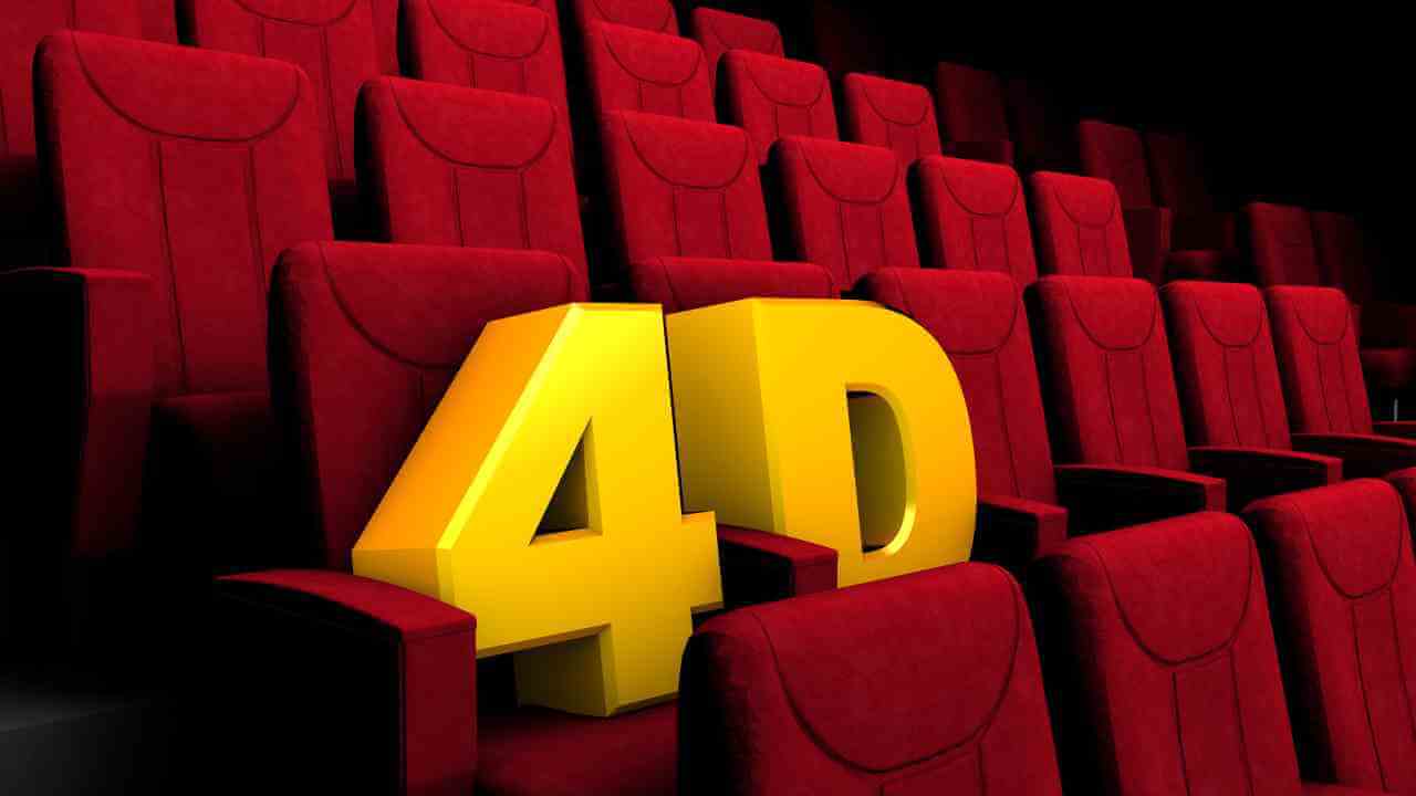 the number 4d is shown in front of red seats in a movie theater