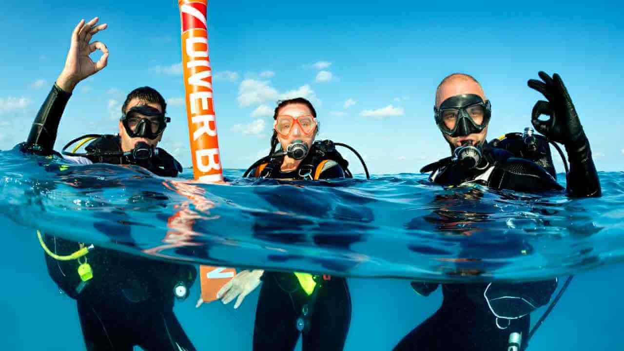 a group of scuba divers in the ocean