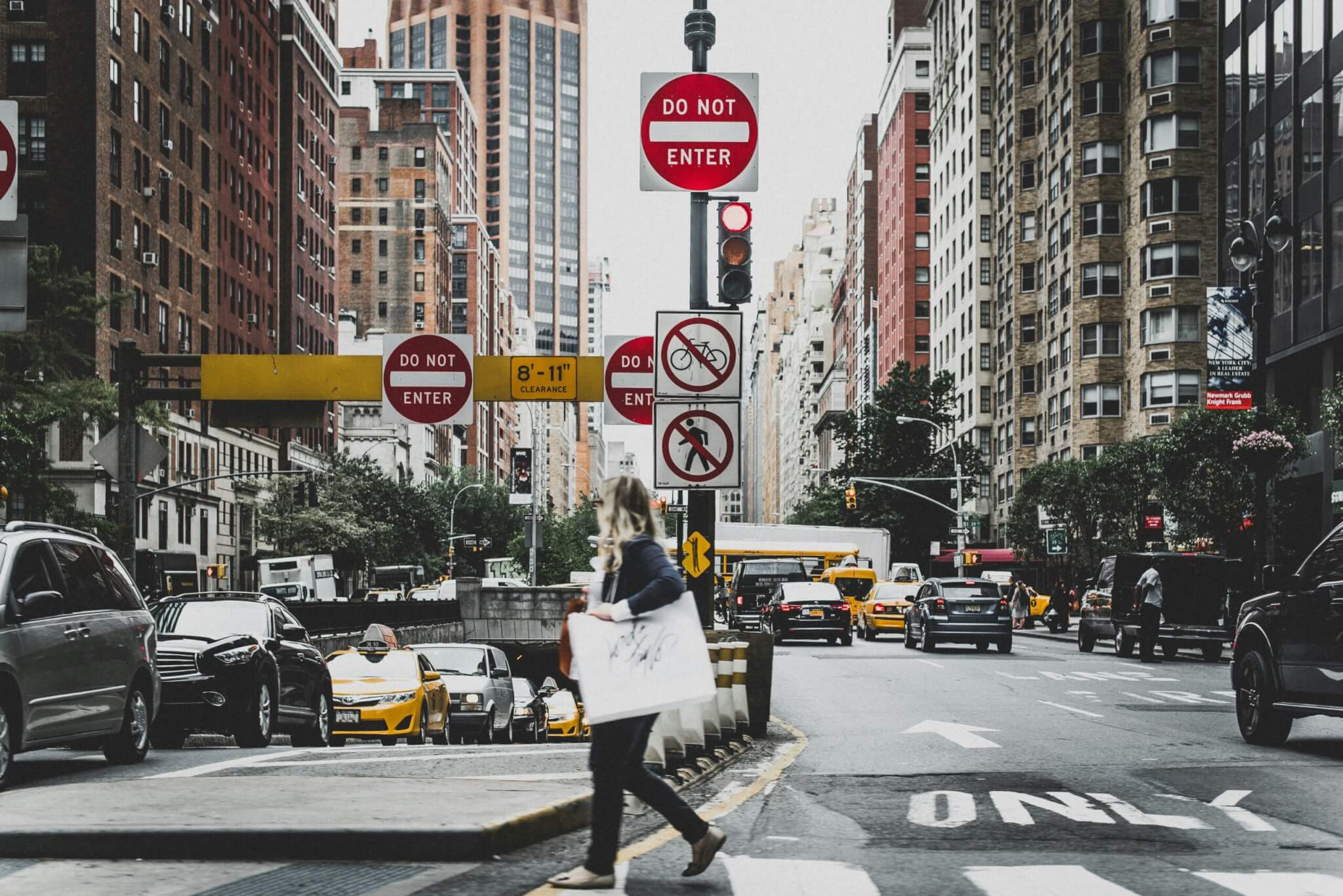 woman walking in the city