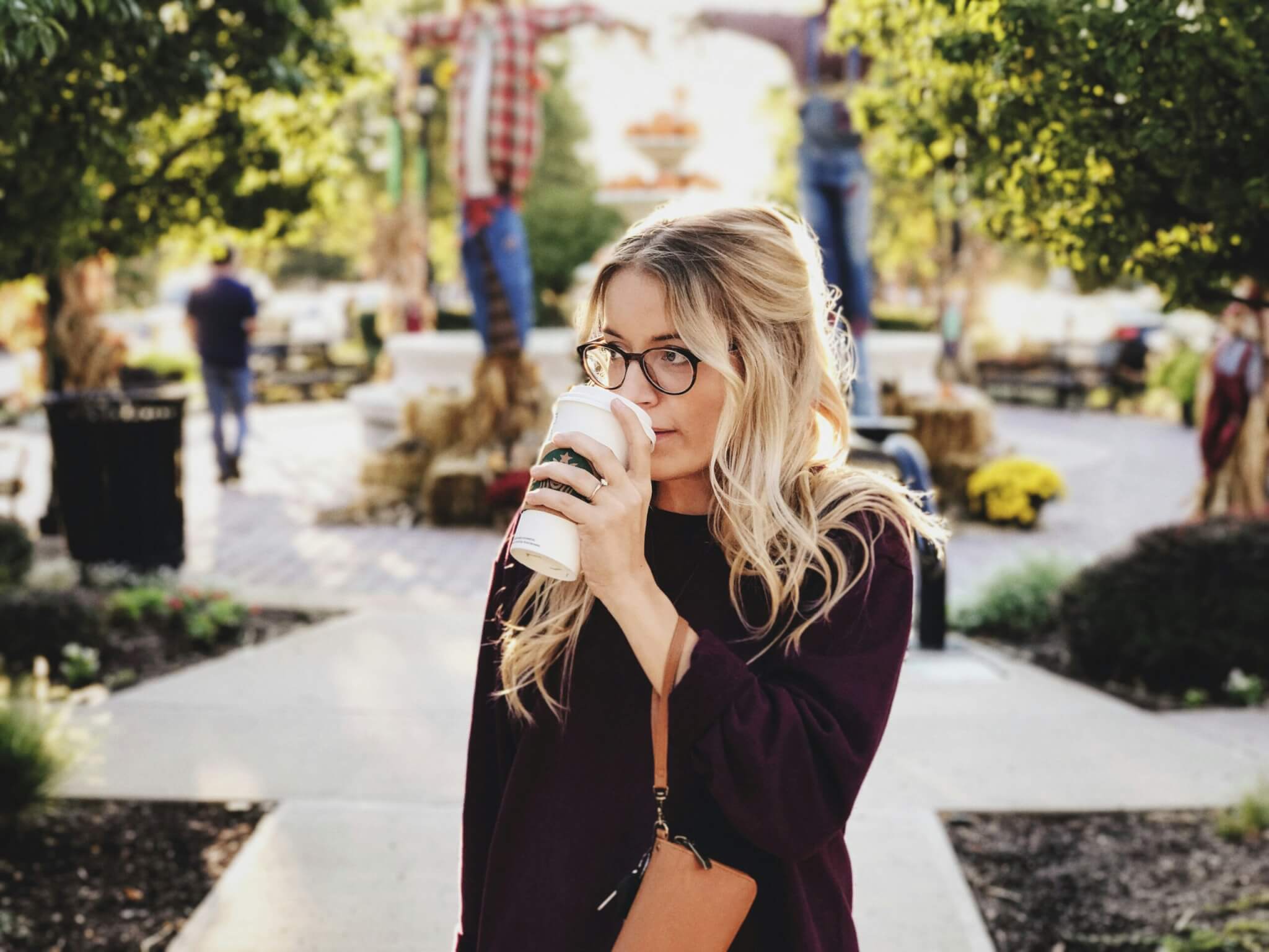 woman sipping coffee