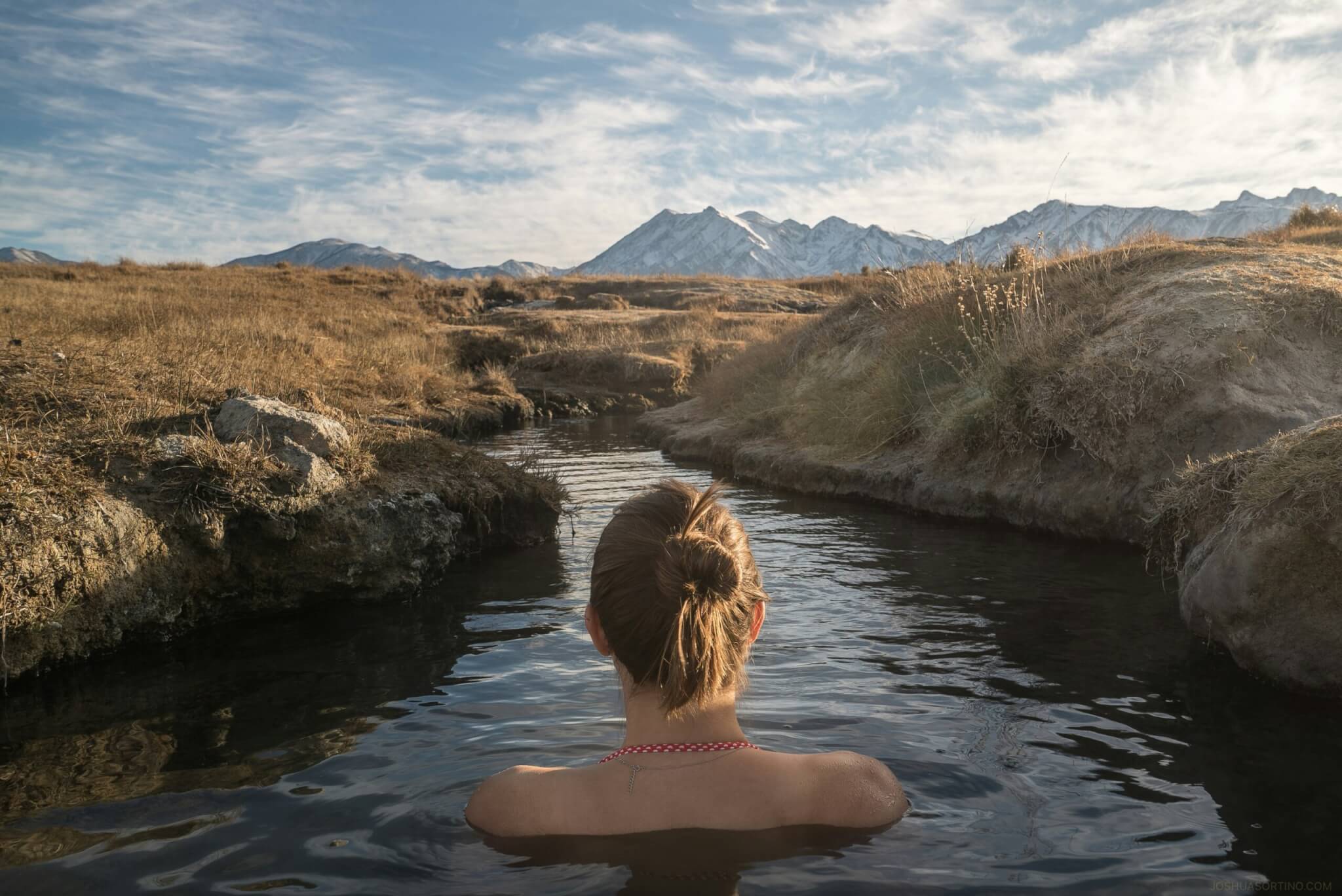 woman in hot springs