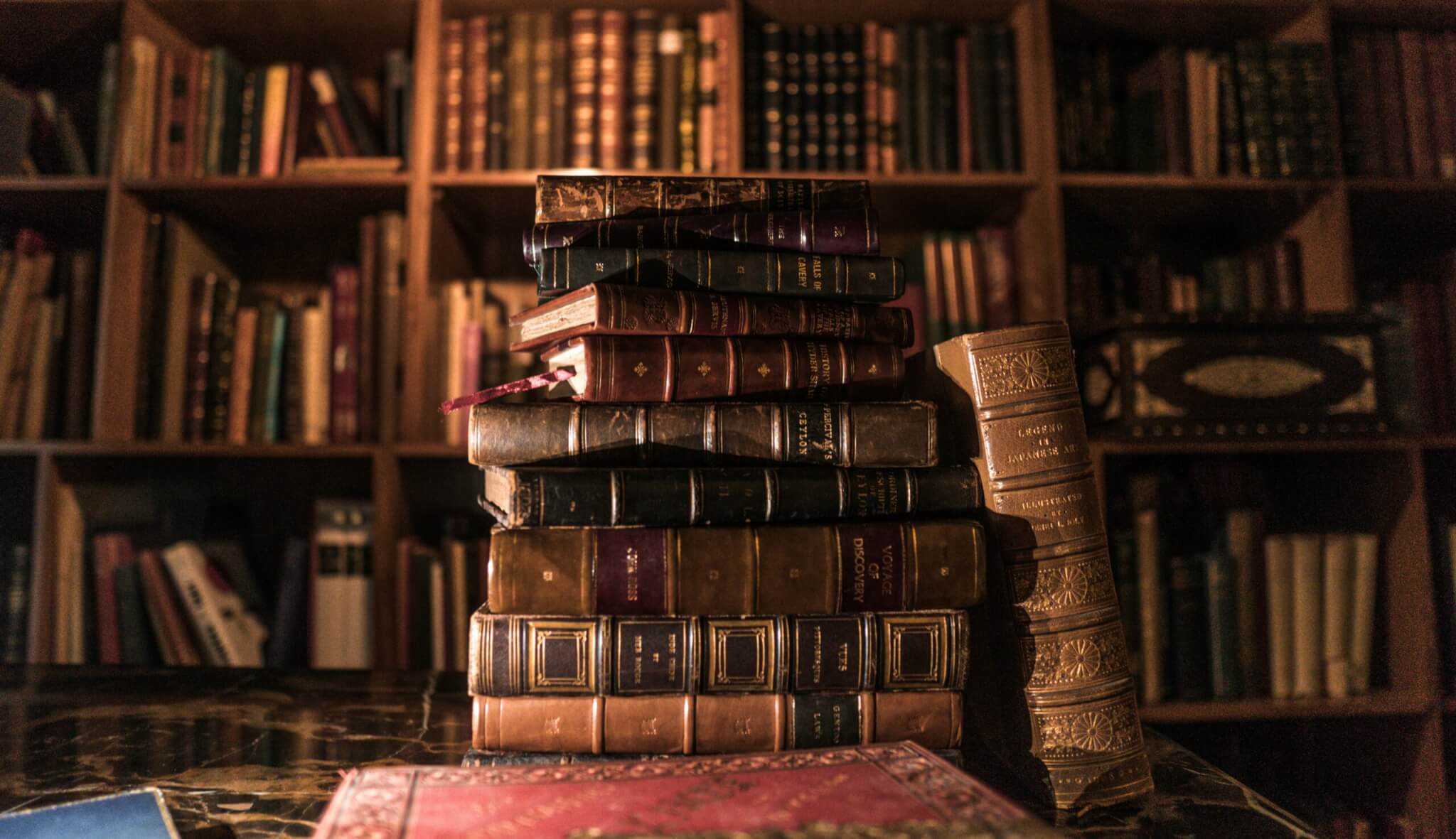 old leather books