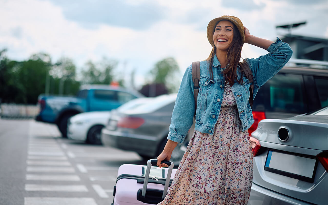 Woman arriving at the airport