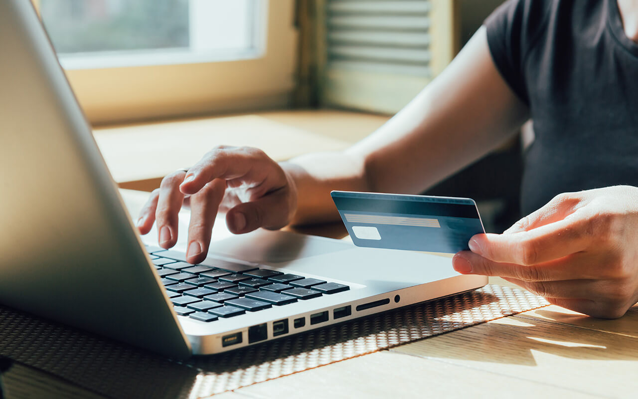 Person buying something online using a credit card