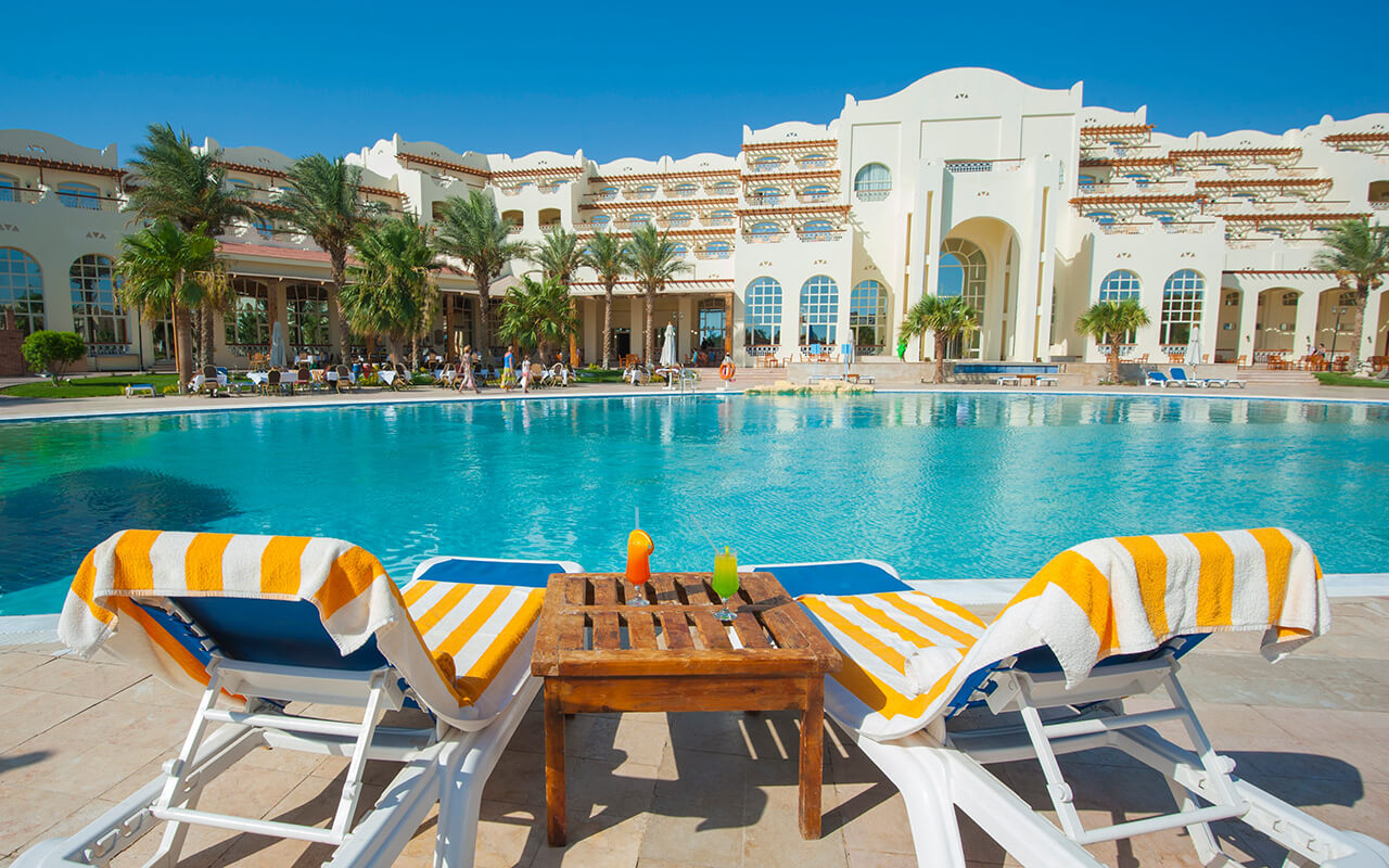 Large swimming pool at luxury tropical hotel