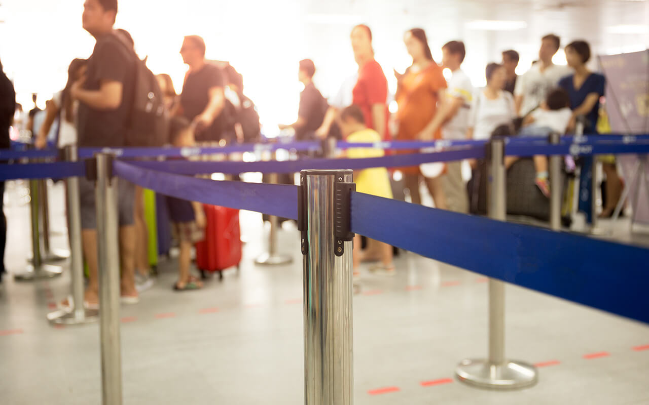 Security lines at an airport