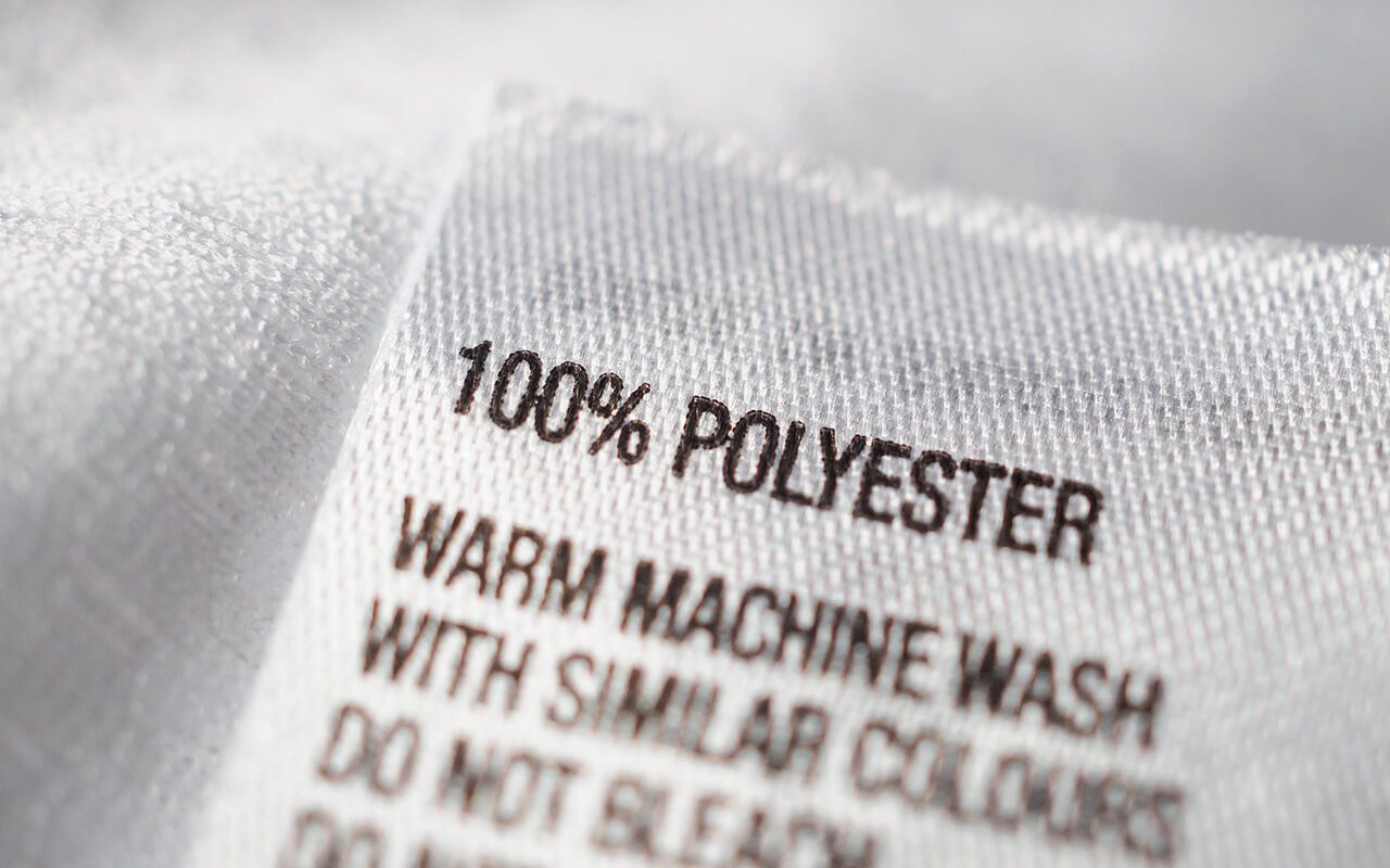 Label that reads "100% Polyester" 