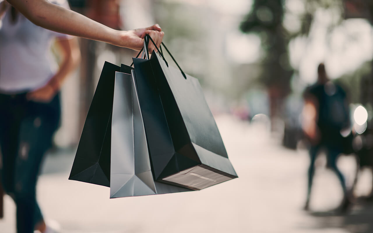 Woman carrying shopping bags