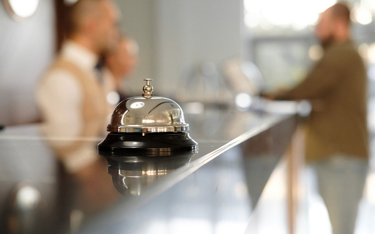 Modern luxury Hotel Reception Counter desk with Bell. 