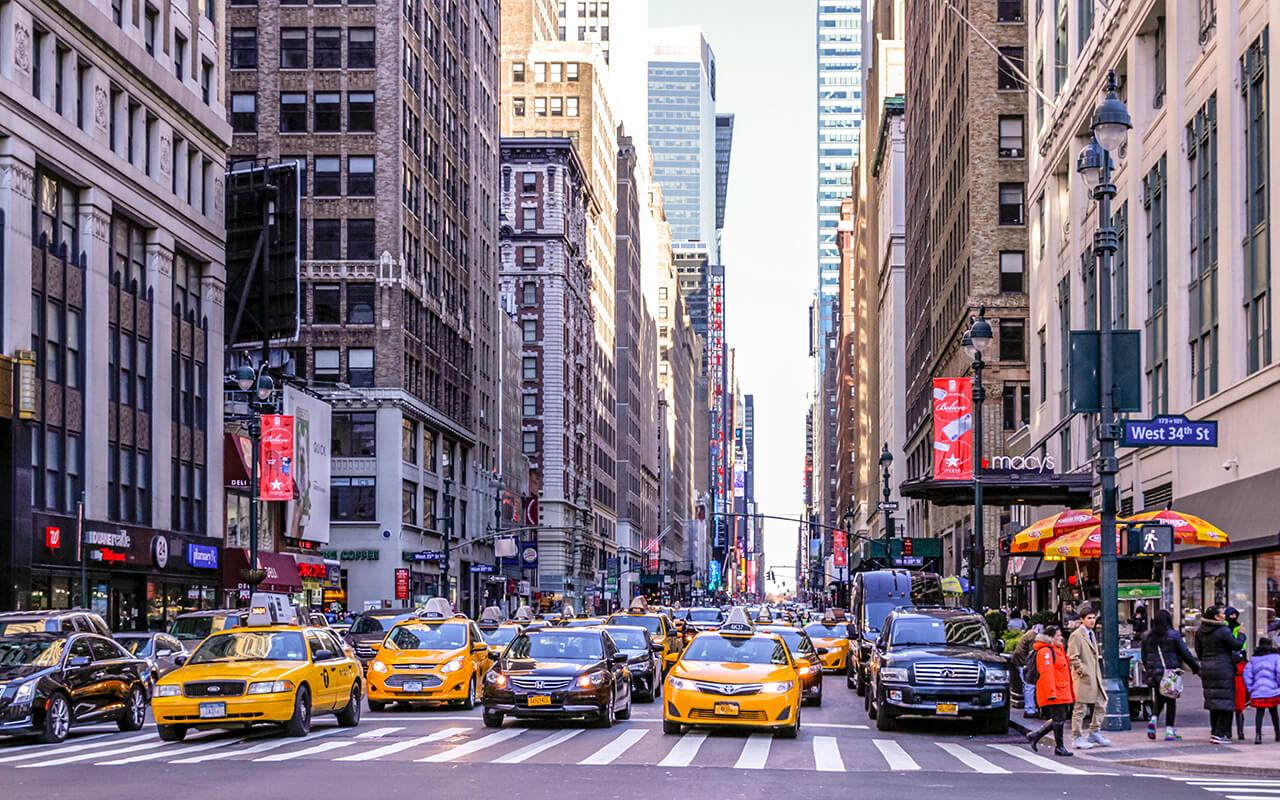 Busy city street in New York City