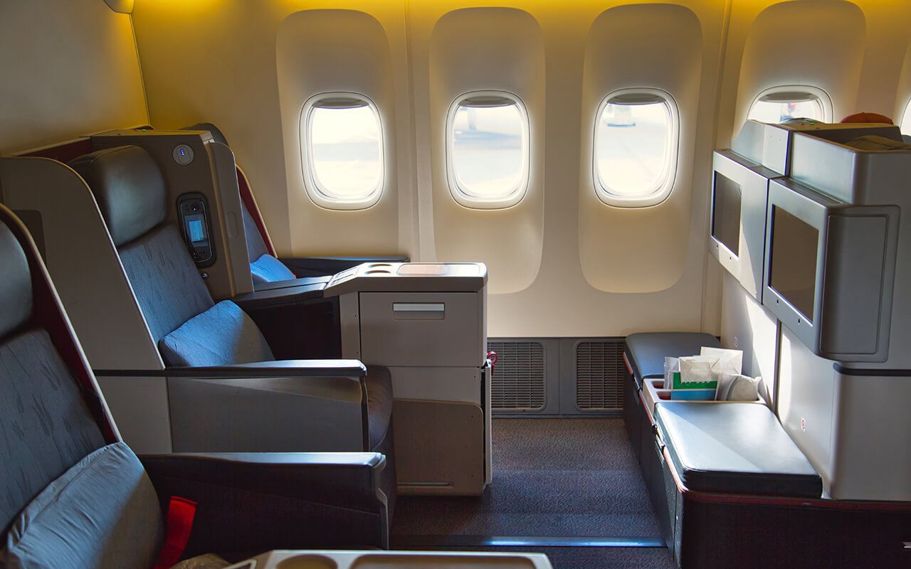 First class seats on an airplane