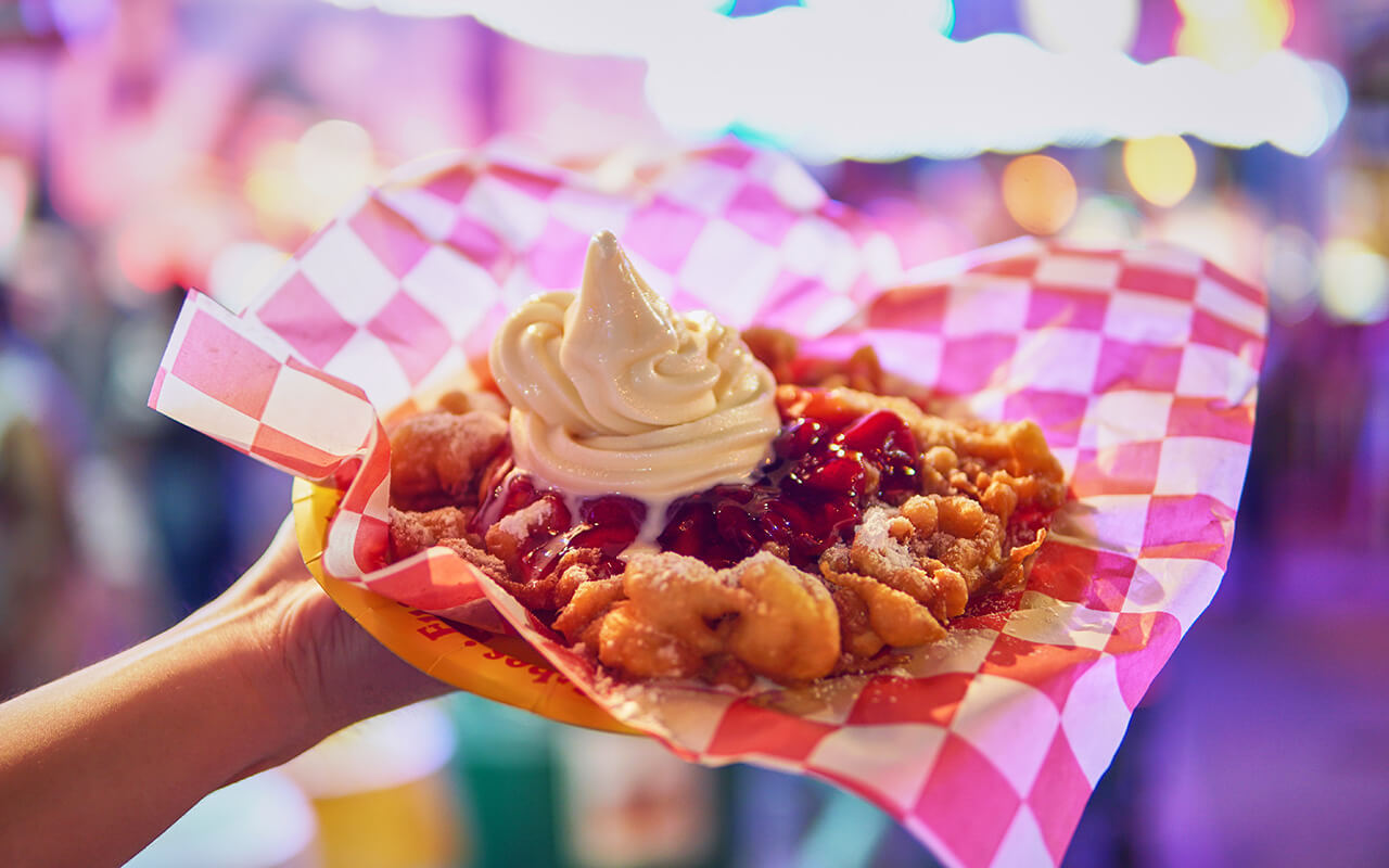 Funnel cake at an amusement park