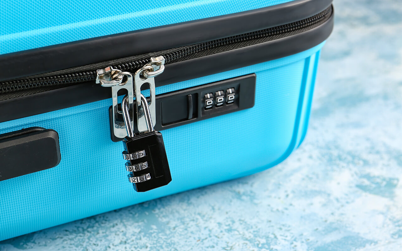 Luggage with a lock on it