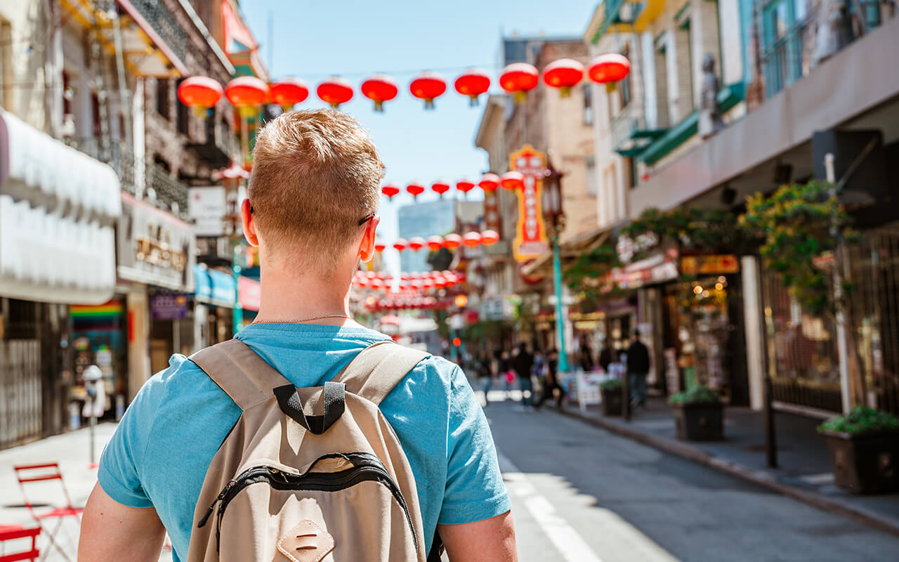 Man walking on San Fransisco street