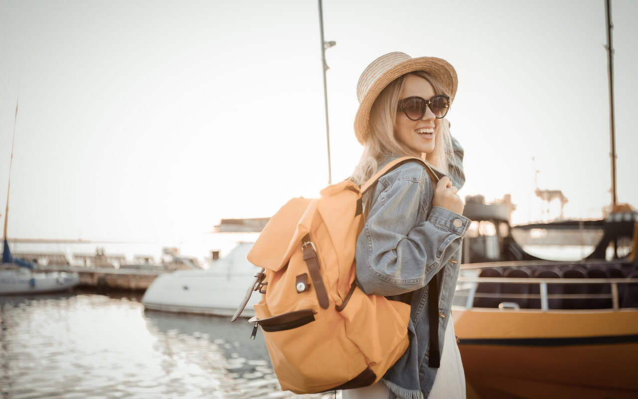 Woman traveling with a backpack