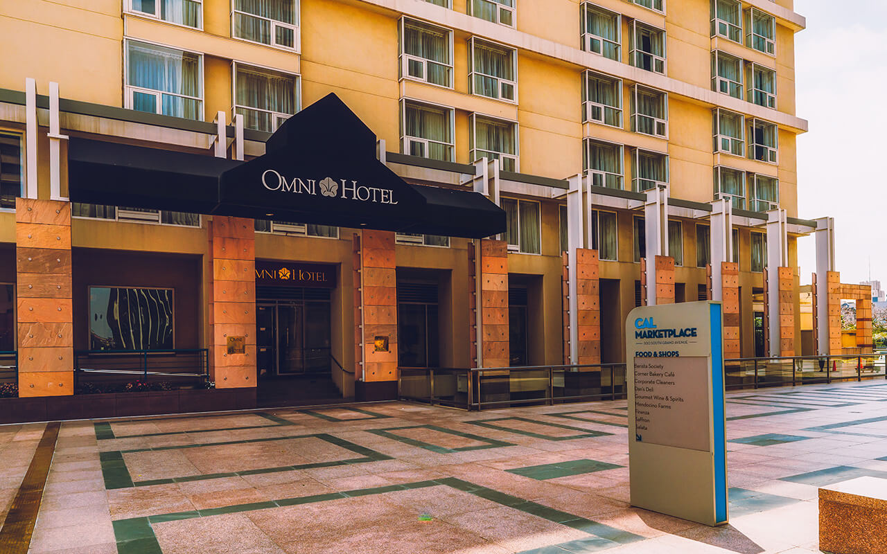 Omni Los Angeles Hotel at California Plaza in the Downtown city of Los Angeles located on South Olive Street.