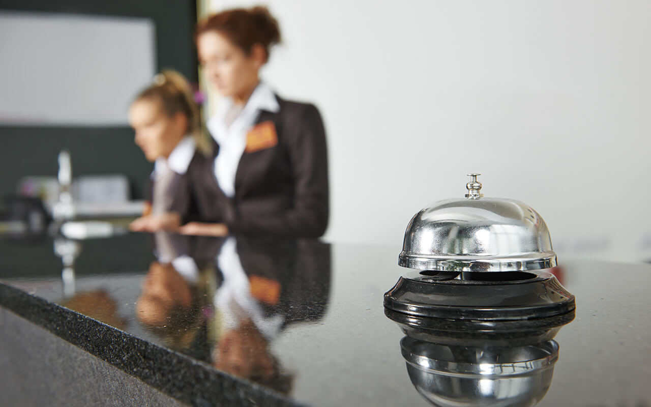 Bell in a hotel lobby