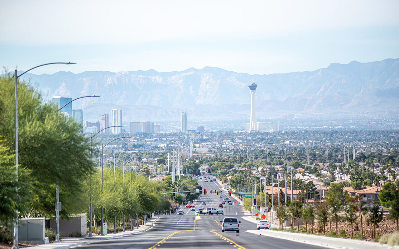 city of las vegas nevada skyline from distance