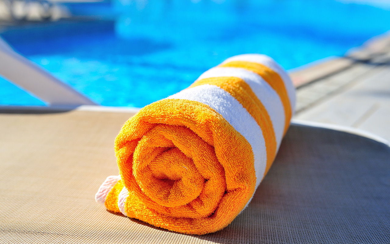 Beach towel by the pool