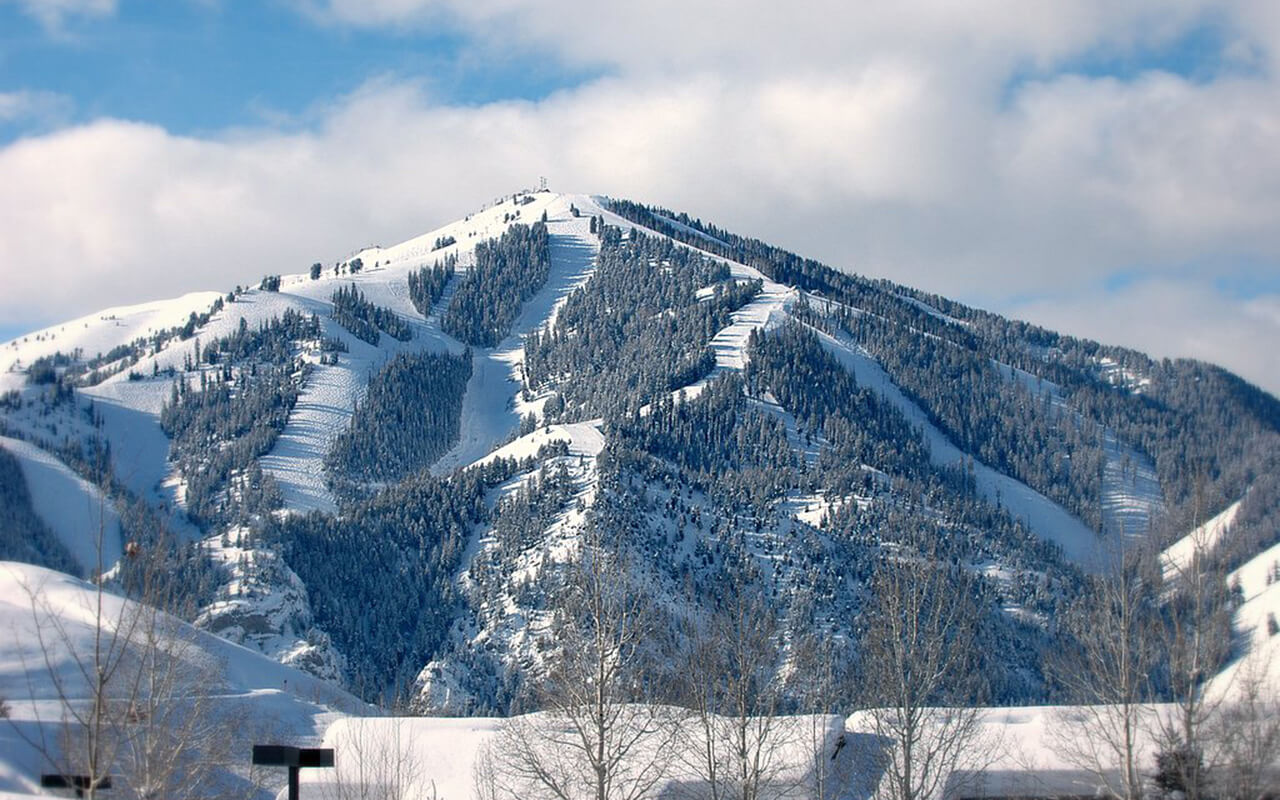 View of Bald Mountain from Sun Valley Lake in January 2006