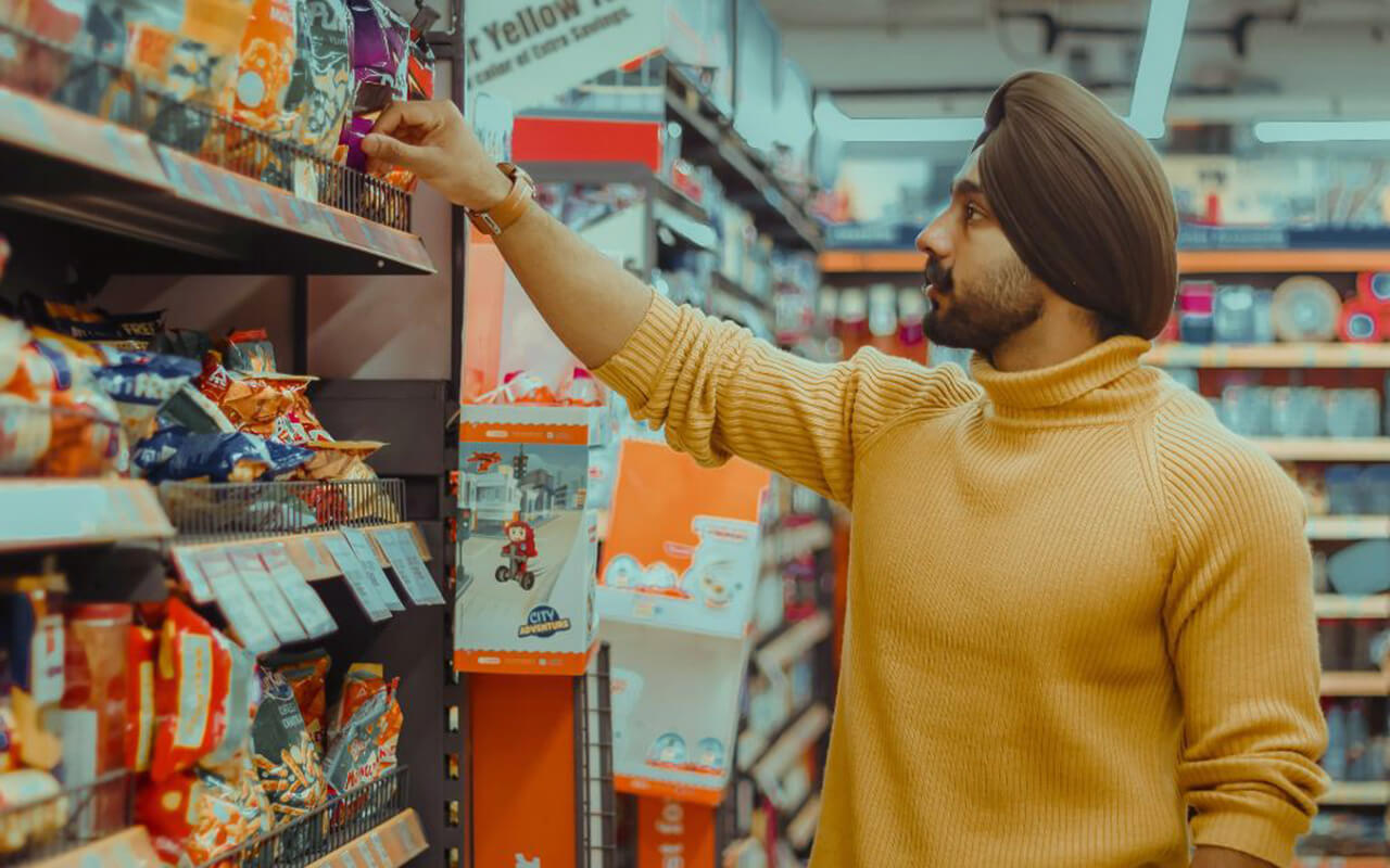 Man shopping at a convenience store